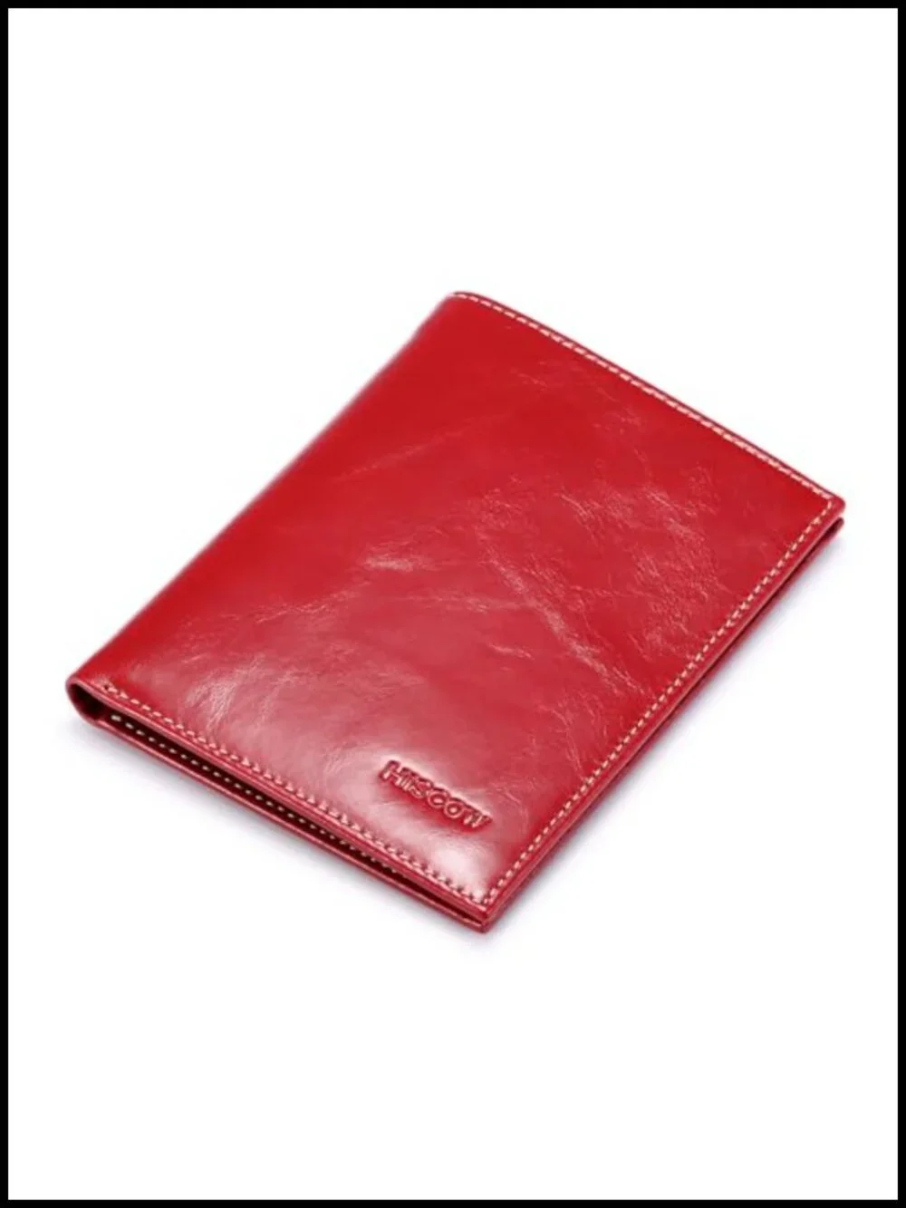 Full Grain Cowhide Leather Passport Holder Bifold Wallet RFID Blocking Travel